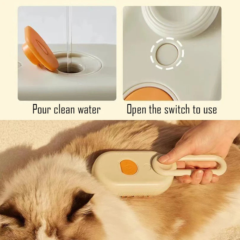 Pet Massage Spray Brush 3-in-1: Comb, Hair Removal, Rotatable