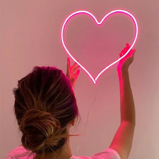 Romantic Heart Neon Sign – USB LED Lamp, Perfect Valentine’s Gift